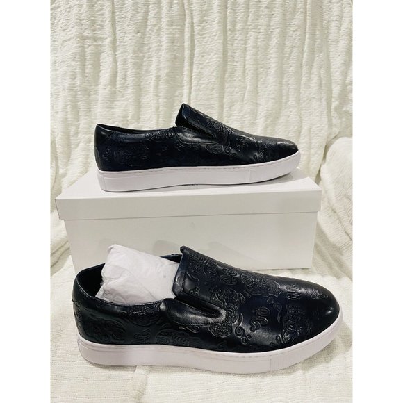 NWT Robert Graham Rider Navy Embossed Leather Slip-On Sneaker - Picture 9 of 10